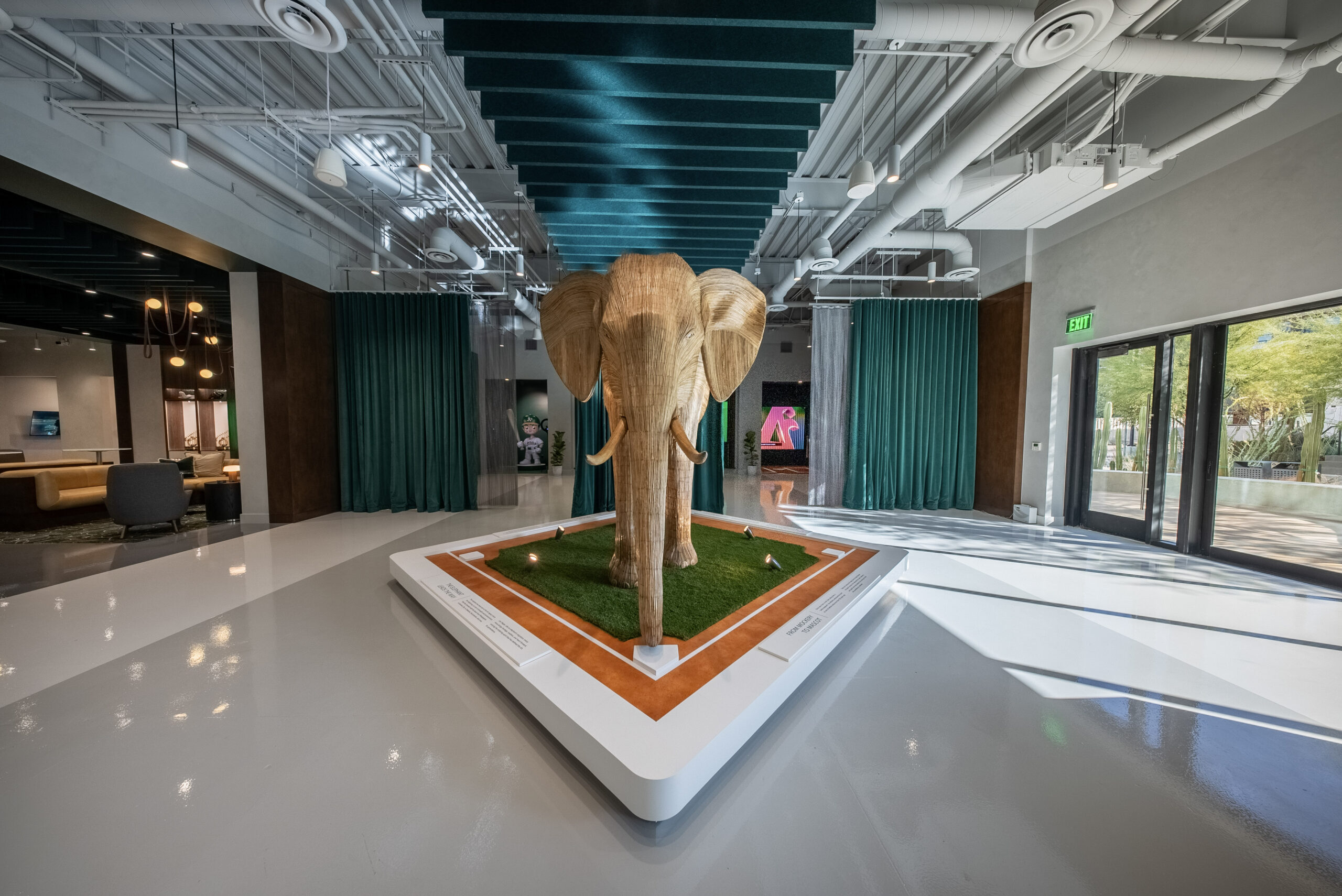 Edie the Elephant in A's Ballpark Experience Center Lobby